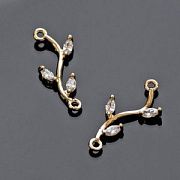 Коннектор "Веточка", цирконий, позолота, 22x9x3 мм