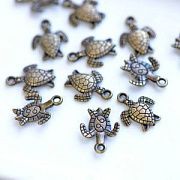 Подвеска металлическая "Черепашка", античная бронза, 16x12.4x2.2 мм