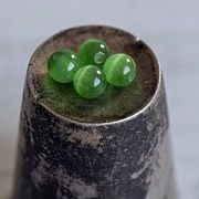 Бусина "Кошачий глаз", стекло, цвет зеленый травяной, 5 мм