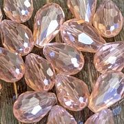 Бусина "Капля", граненая, стекло, цвет розовый радужный, 15х10 мм
