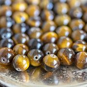 Бусина тигровый глаз 10, цвет коричневый, колорир., 10 мм (стренд 10 шт.)