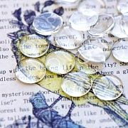 Кабошон стеклянный, круглый, прозрачный, 16х4-5 мм