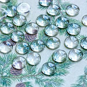 Кабошон стеклянный, круглый, прозрачный, 15х4 мм