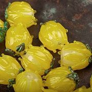 Бусина, Лэмпворк "Колокольчик большой", стекло, цвет желтый, 13-14.5x13-15 мм