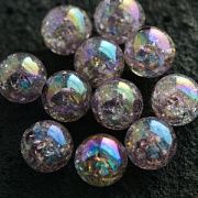 Бусина-наконечник, акрил "Кракле", цвет светло-серый AB, 15.5x15 мм