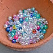 Бусина, акрил 6, цветовой микс прозрачный радужный, 6 мм (уп 30 +/-3 шт)