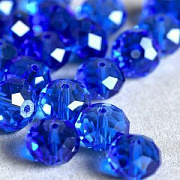 Бусина, стекло абакус 12, граненая, цвет синий, 12х8 мм