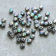 Стразы в цапах платина, акрил, цвет прозрачный АВ, 5x5x4 мм (уп 50+/-5 шт)