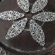 Коннектор "Филигрань Византия", цвет серебро, 82x35x0.8 мм