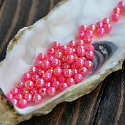 Бусина, акрил 6, цвет ярко-розовый радужный, 6 мм (уп 30 +/-3 шт)