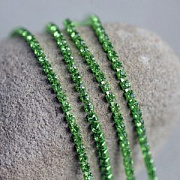 Цепочка "Стар", со стразами Lt.Peridot, цвет светло-зеленый, 2.5 мм, стразовая лента