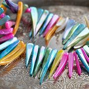 Бусина из ракушки, "Бивень", цветовой микс, 19-48x4-8x3-6 мм