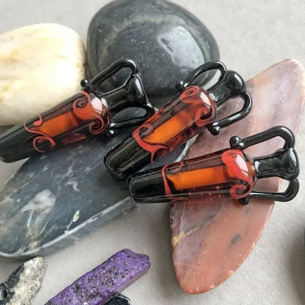 бусина, мурано "амфора", черный