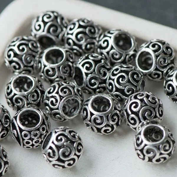 ес бусина металл "скролл", цвет античное серебро, 11.5х9.5 мм