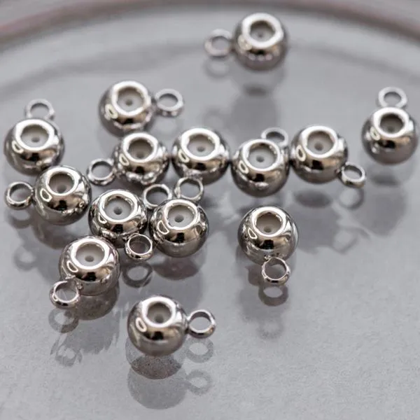 бейл "глоуб", резиновый стоппер, цвет платина, 7x5x3.5 мм