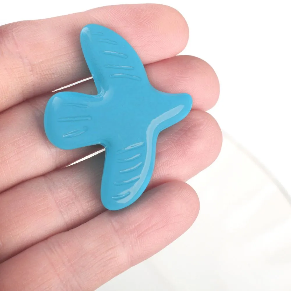 бусина, лэмпворк "голубь", стекло, цвет яркий голубой, 34x42x9 мм