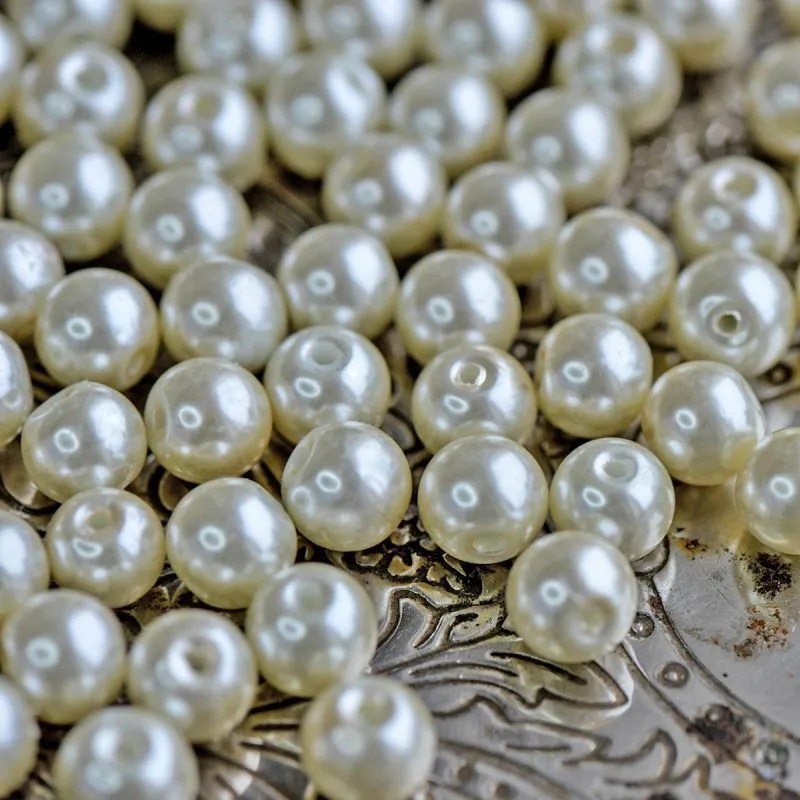 бусина, имитация жемчуга, стекло 8, цвет сливочный, 8 мм