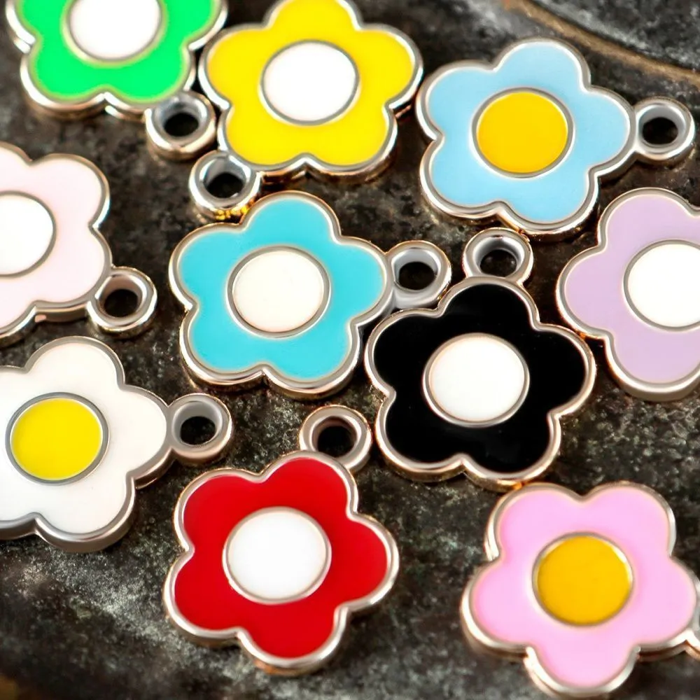 подвеска акрил "цветок", цвет золото/эмаль, 21x17x2 мм