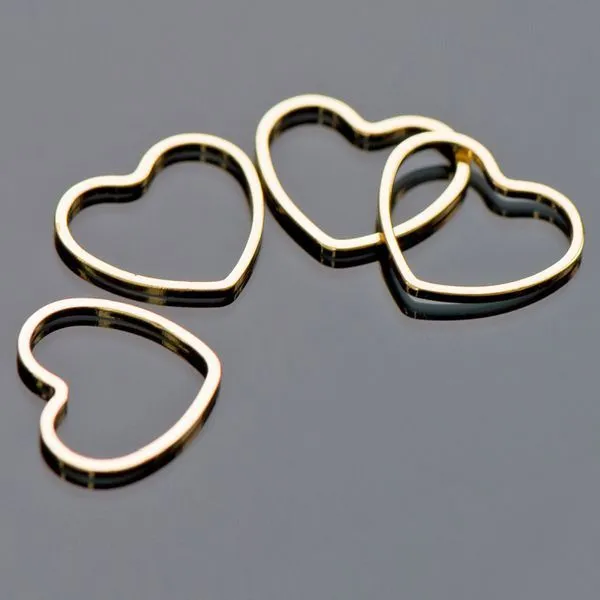 коннектор "сердечко", позолота, 12.5x14.5x1 мм