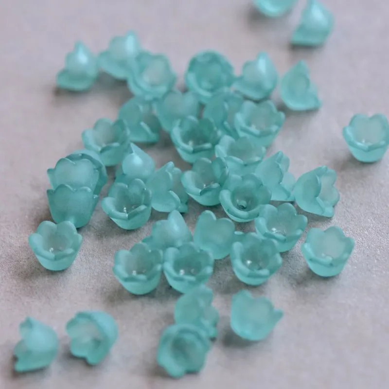 бусина, акрил "ландыш", цвет изумрудный матовый, 10х6 мм