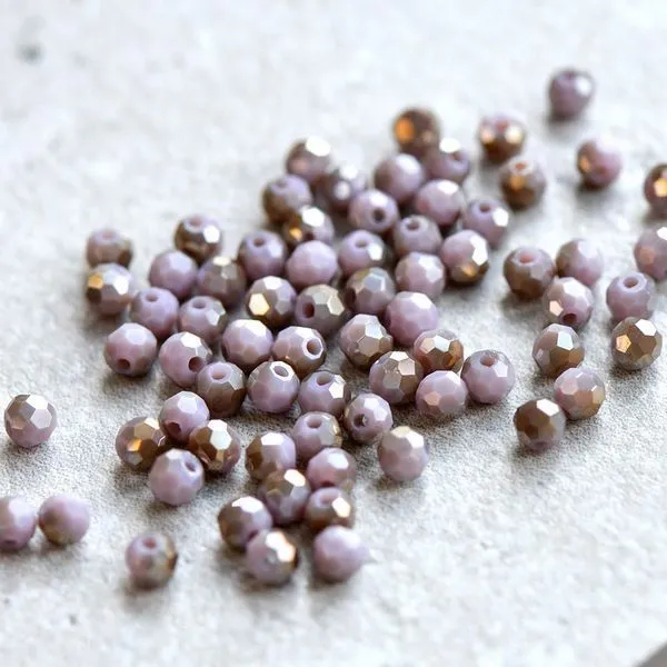 бусина, непрозрачная, граненая, стекло, цвет сиреневый перламутровый, 4 мм (уп 50+/-5 шт)