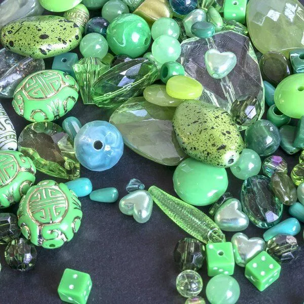 микс акриловый разной формы "фэнтэзи", цвет зеленый (уп 20 г)