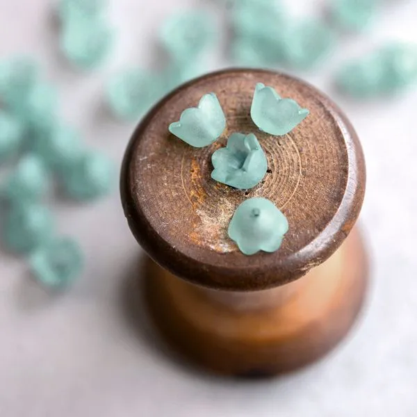 бусина, акрил "ландыш", цвет изумрудный матовый, 10х6 мм