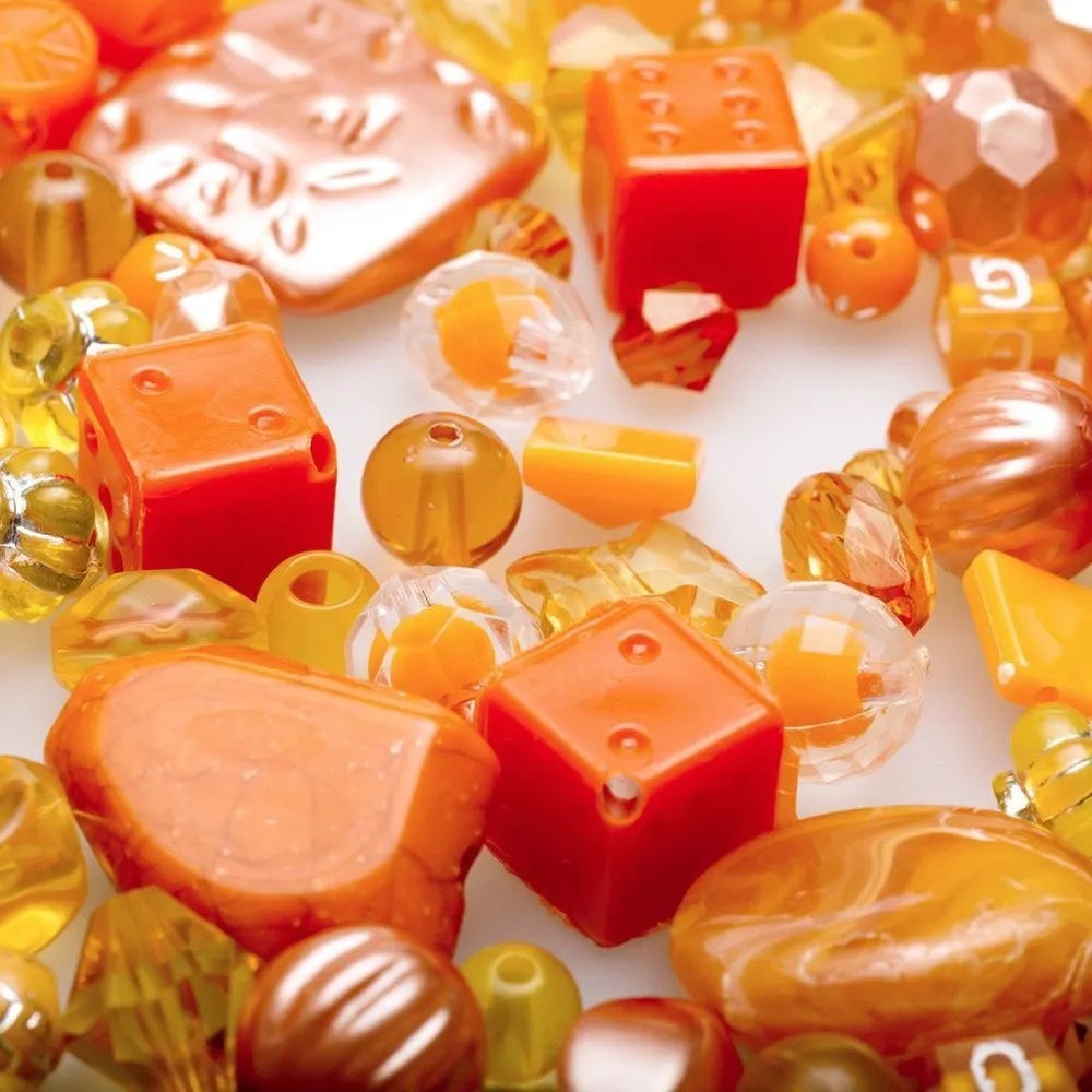 микс акриловый разной формы "фэнтэзи", цвет оранжевый (уп 20 г)