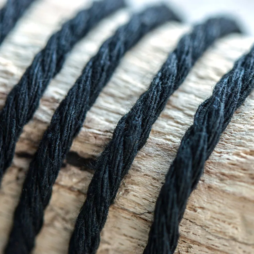 шнур витой из хлопка, цвет черный, 2 мм