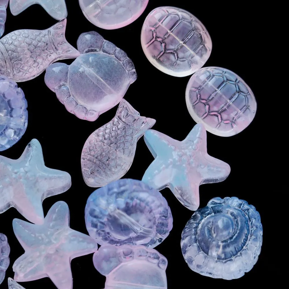 набор бусин "океан", цвет розово-голубой, набор 25 шт