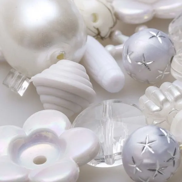 микс акриловый разной формы "фэнтэзи", цвет белый (уп 20 г)