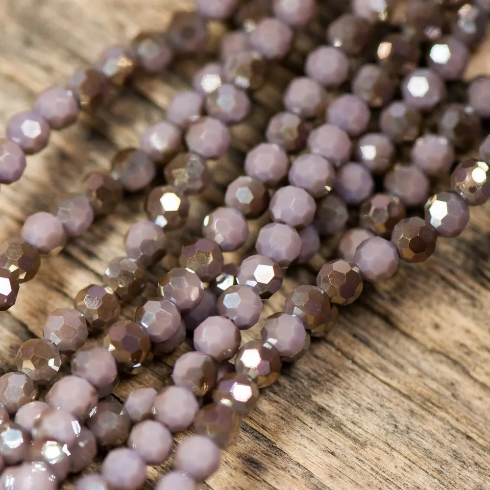 бусина, непрозрачная, граненая, стекло, цвет сиреневый перламутровый, 4 мм (уп 50+/-5 шт)