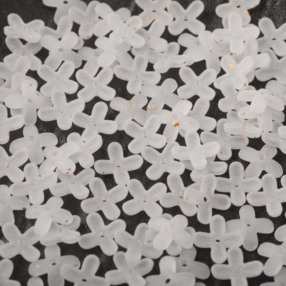 бусина, акрил "клематис", матовая, цвет белый, 11.5x11.5x3 мм