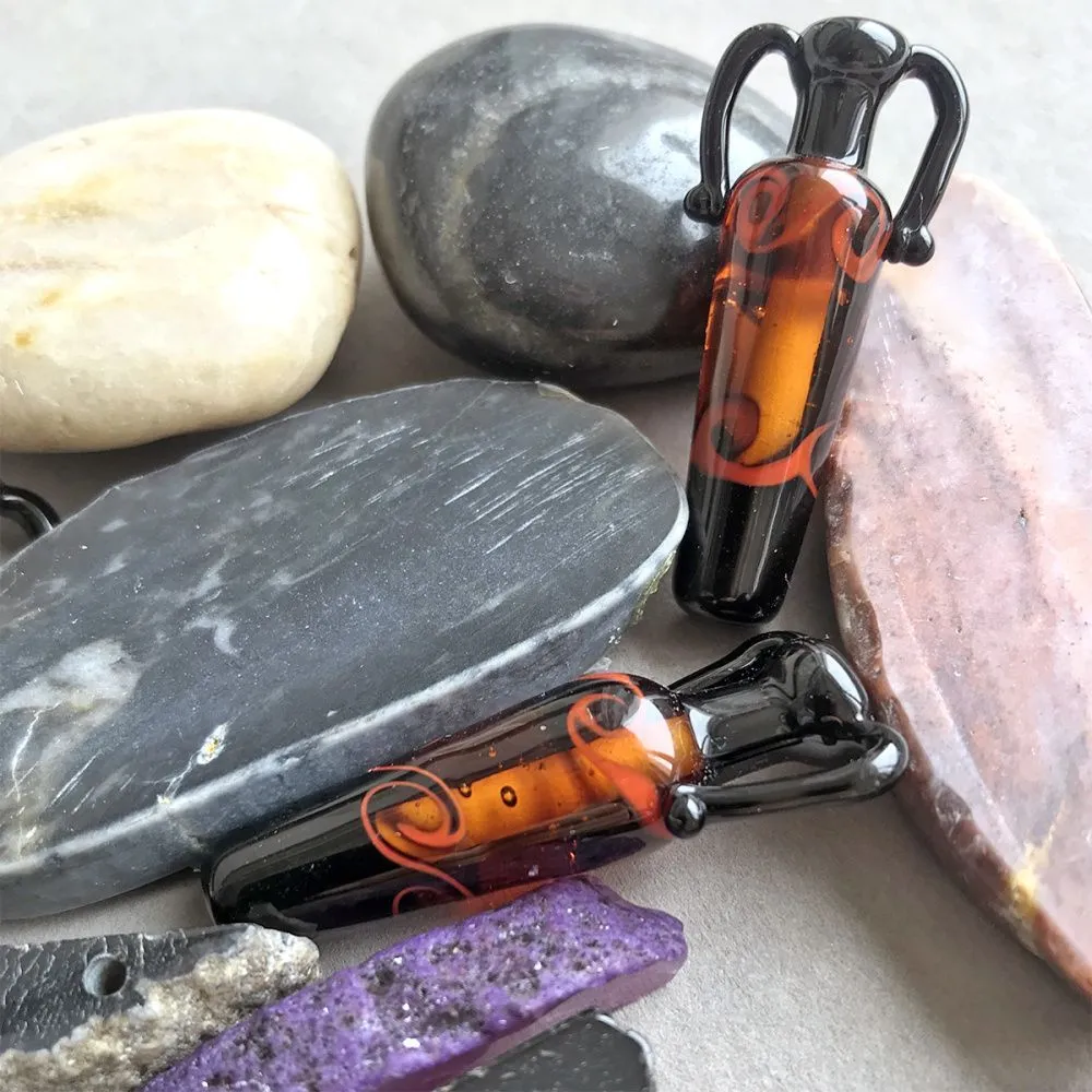 бусина, мурано "амфора", черный