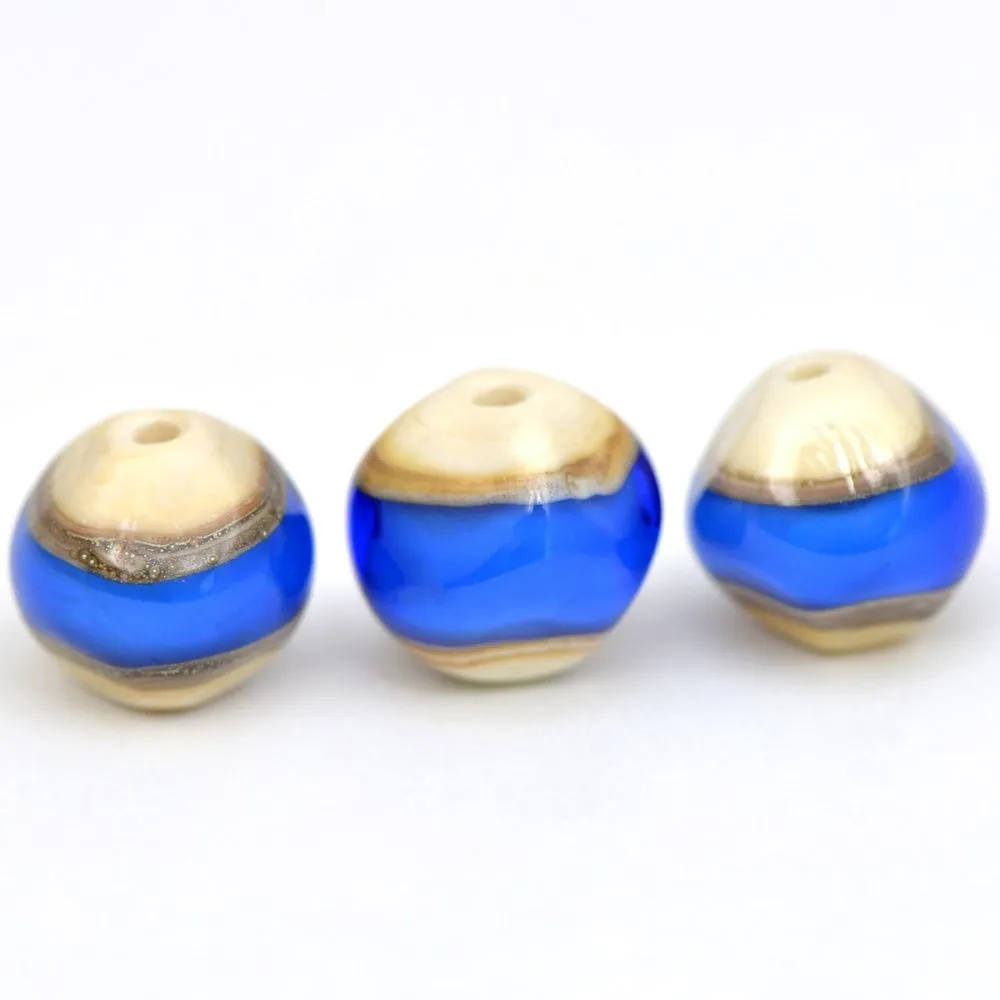 бусина, мурано "акватика", круглая, стекло,14-15 мм