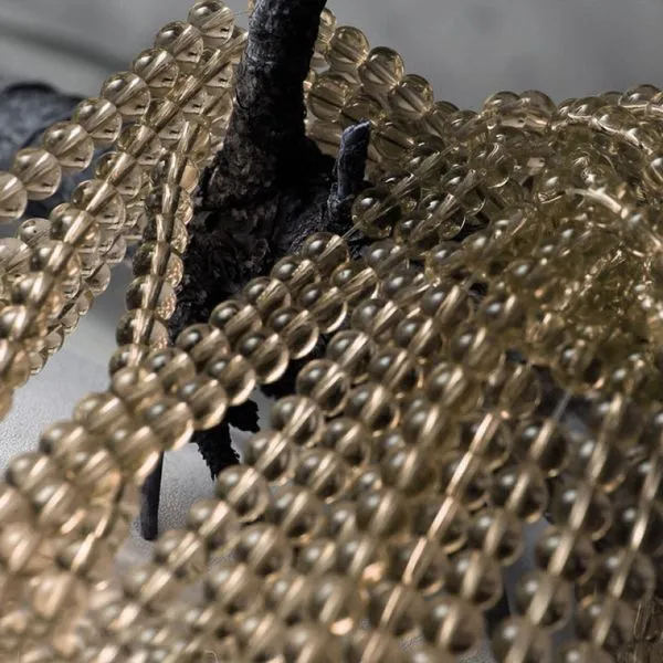 бусина, стекло 6, цвет серый, 6 мм