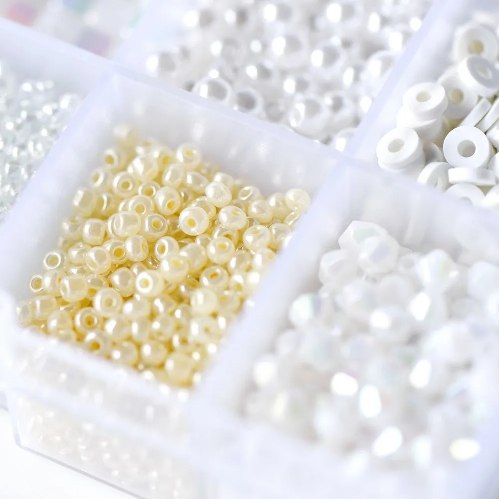 набор бисера и бусин "белый перламутр" для рукоделия/бисероплетения/детского творчества