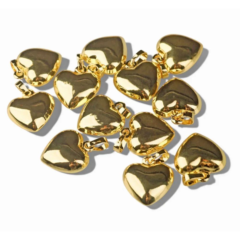 подвеска металл "сердце 3д", позолота, 18x15x7 мм