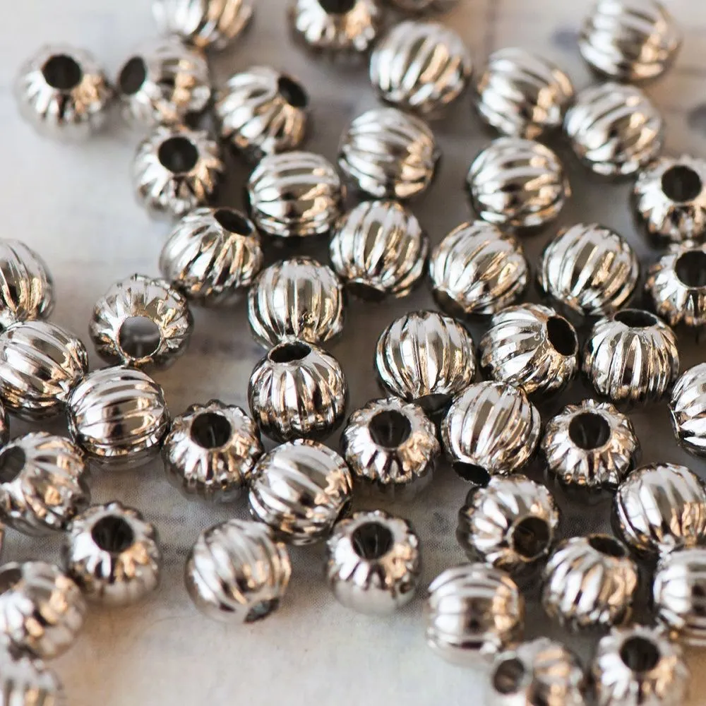 бусина, металл "мисти", цвет платина, 6 мм