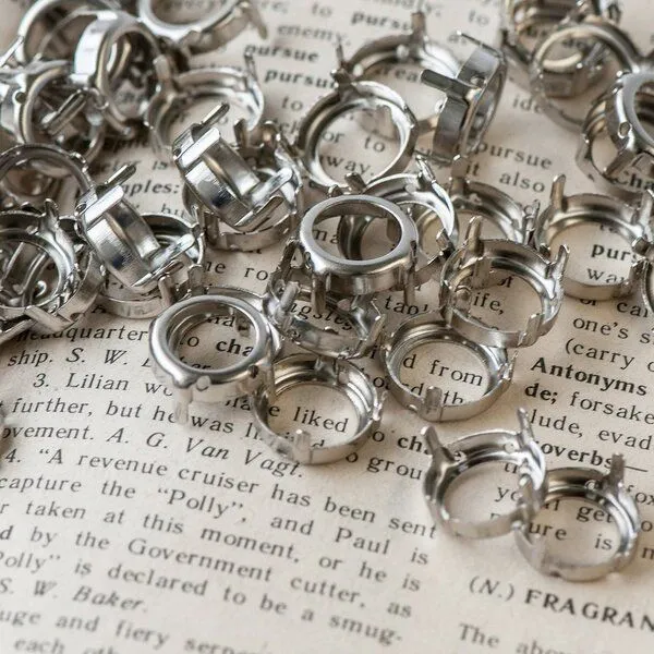 цапы для стразов круглые, открытые, цвет платина, 14 мм