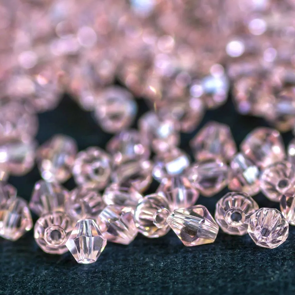 бусина, стекло биконус, цвет розовый, 4 мм (уп.30+/-5 шт)