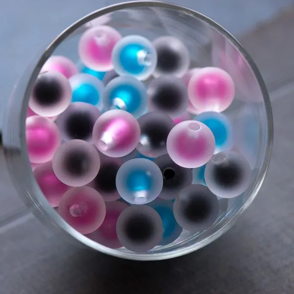 бусина-наконечник, акрил "двойная", матовая, цветовой микс, 15.5x15 мм