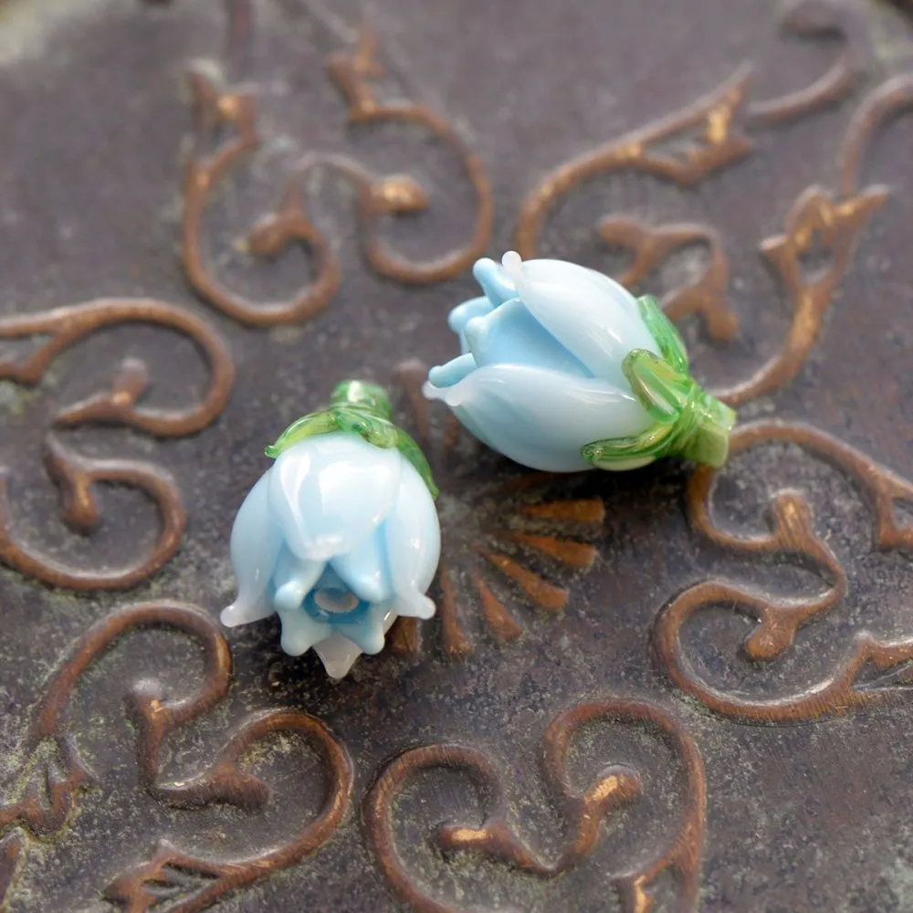 бусина, мурано "колокольчик", фигурная, голубой, 17х14 мм