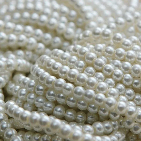 бусина, имитация жемчуга, стекло 5, цвет сливочный, 5 мм (уп 40+/-5 шт)