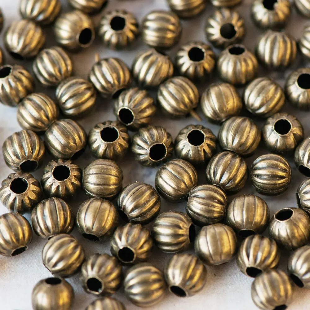 бусина, металл "мисти", цвет античная бронза, 6 мм