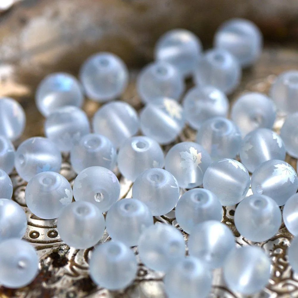 бусина, стекло "кленовый лист", цвет прозрачный/радужный, 8-8.5 мм