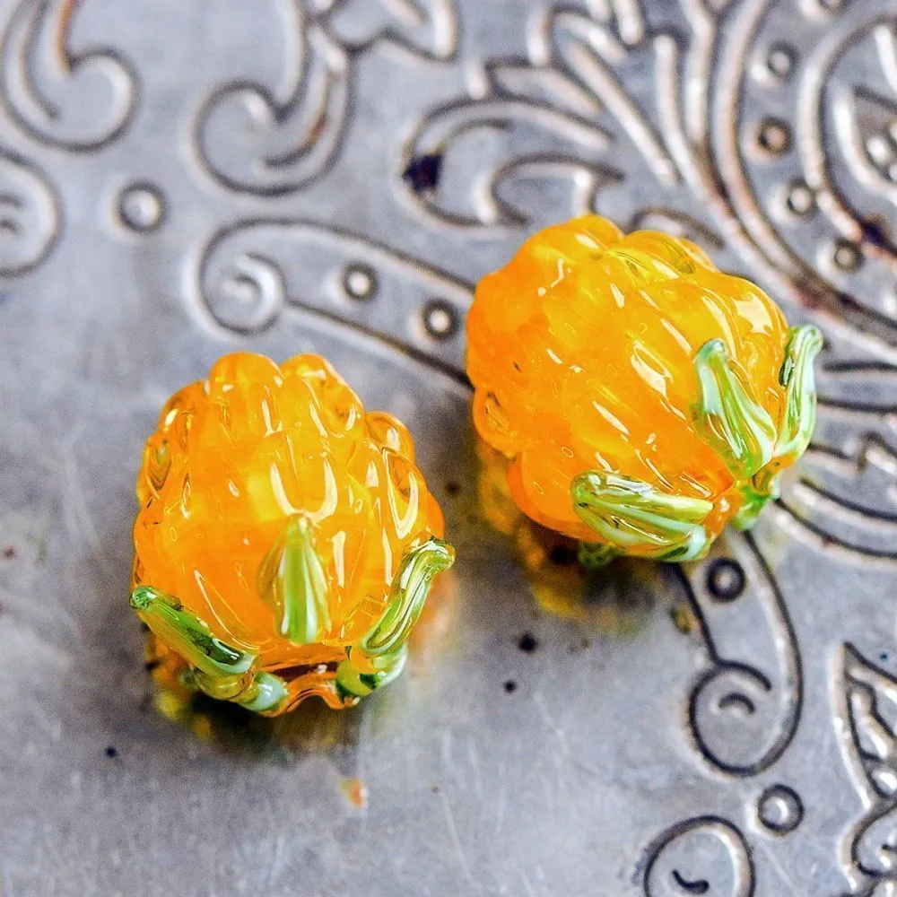 бусина, мурано "малинка", желтый, 15х12 мм