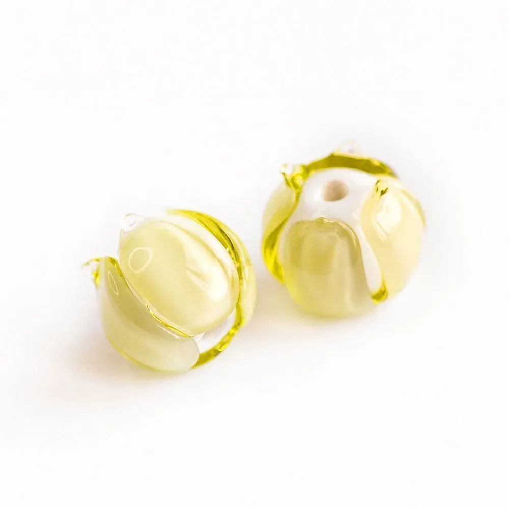 бусина, мурано "бутончик", желтый, 13х12 мм