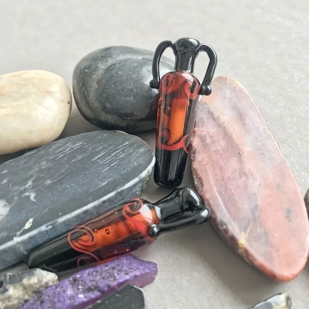 бусина, мурано "амфора", черный