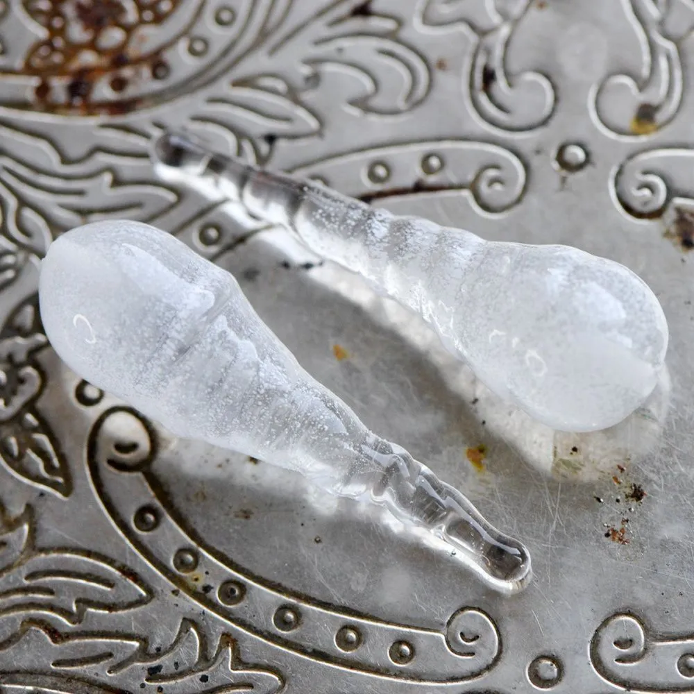 бусина, мурано "сосулька", прозрачный, 28-30х10 мм